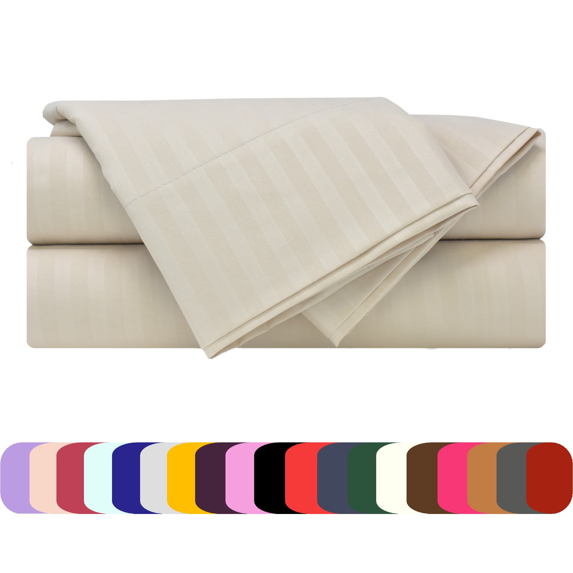 Bed Sheet Set - Striped Colors - Soft and Comfortable 1800