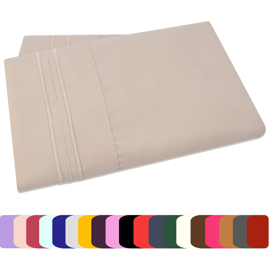 Set of Two Pillow Cases - Soft and Comfortable 1800 Prestige Brushed Microfiber Collection