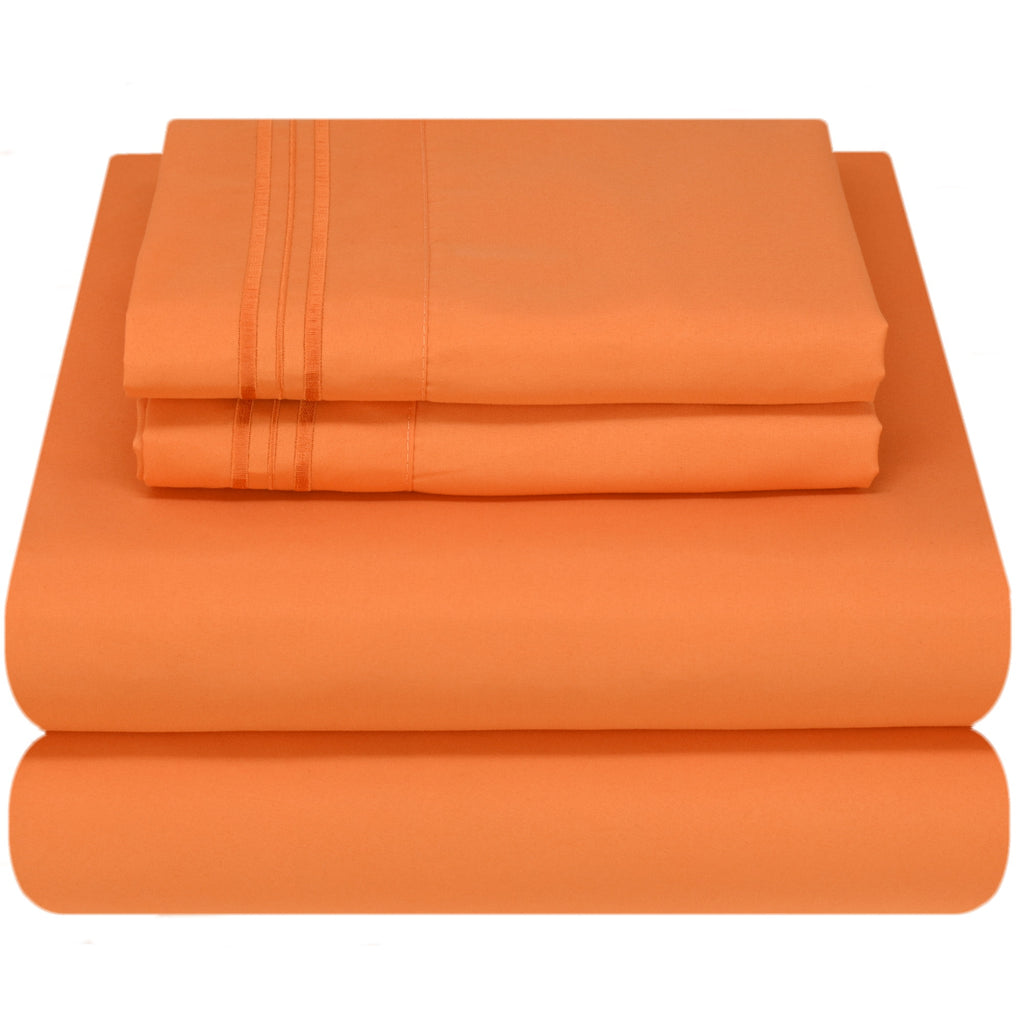 Cosy House Collection 1500 Series Luxury Microfiber Bed Sheet Set Size Queen Orange